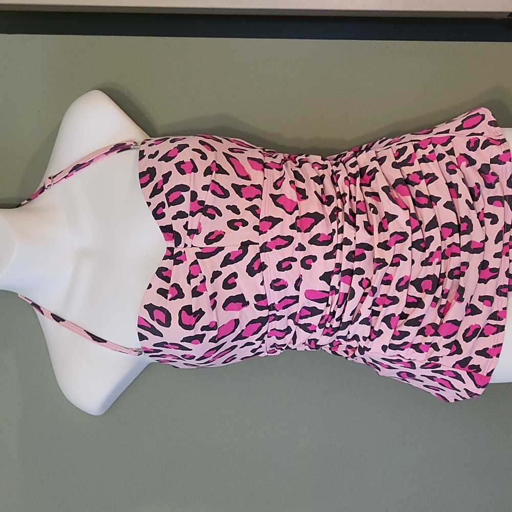 DKNY pink leopard tankini runched top and Bottoms - Picture 4 of 16